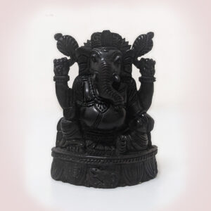 Natural Karungali Kattai Lord Ganesha Statue - 4 Inches