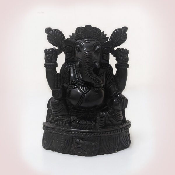 Natural Karungali Kattai Lord Ganesha Statue - 4 Inches