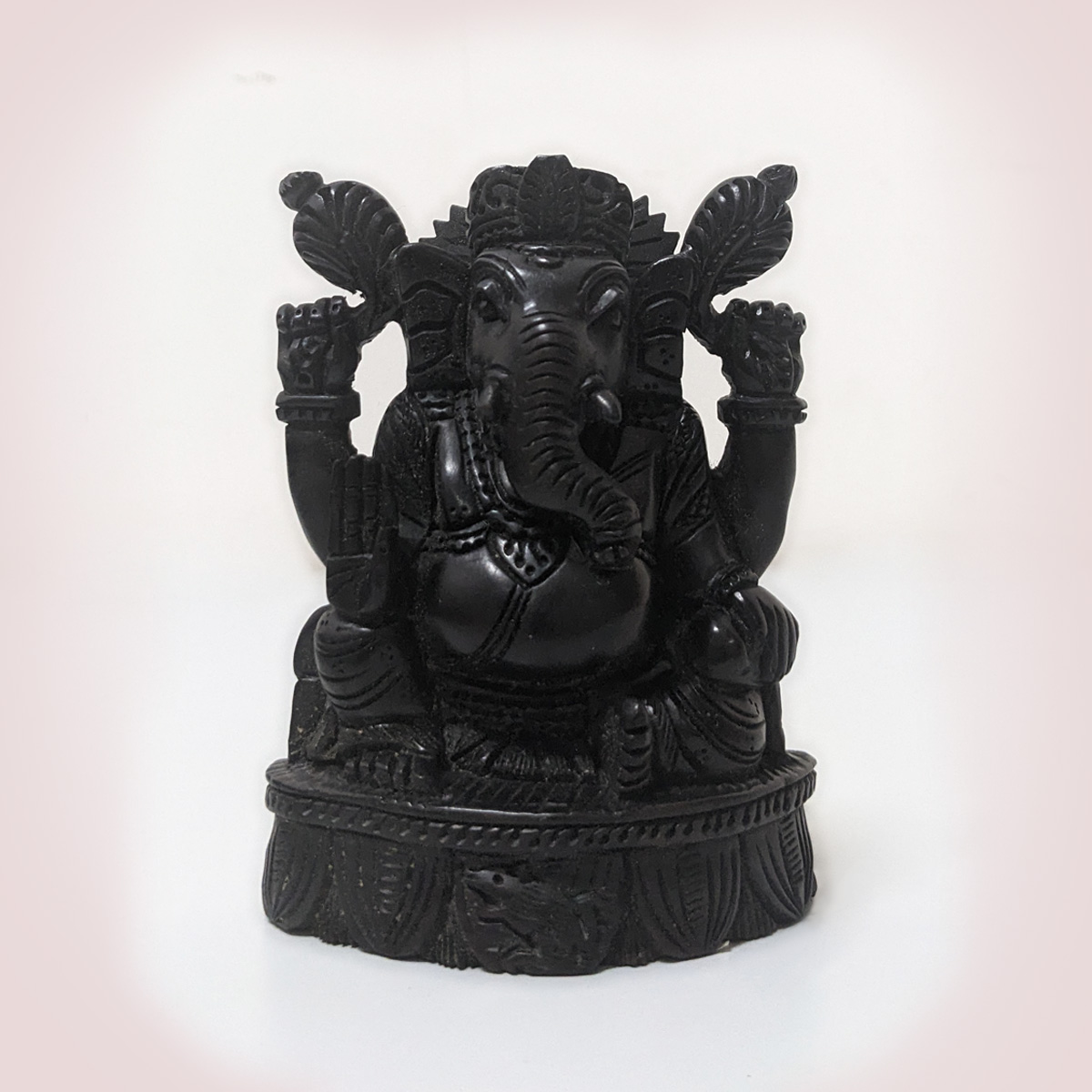 Natural Karungali Kattai Lord Ganesha Statue - 4 Inches